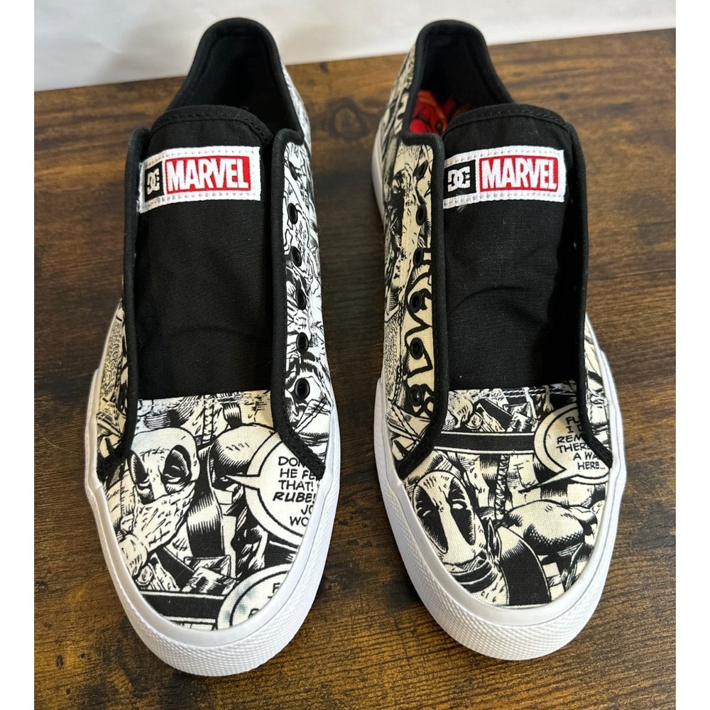 DC x Marvel Deadpool DP Manual Skate Shoe Black White Comic Men's 11.5 *No Laces - Picture 15 of 15